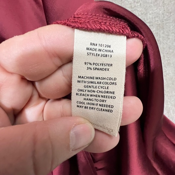 Soft Surroundings Solange Cabernet Satin Cowl Neck Long Sleeve Maxi Dress Sz 18 - Picture 4 of 7